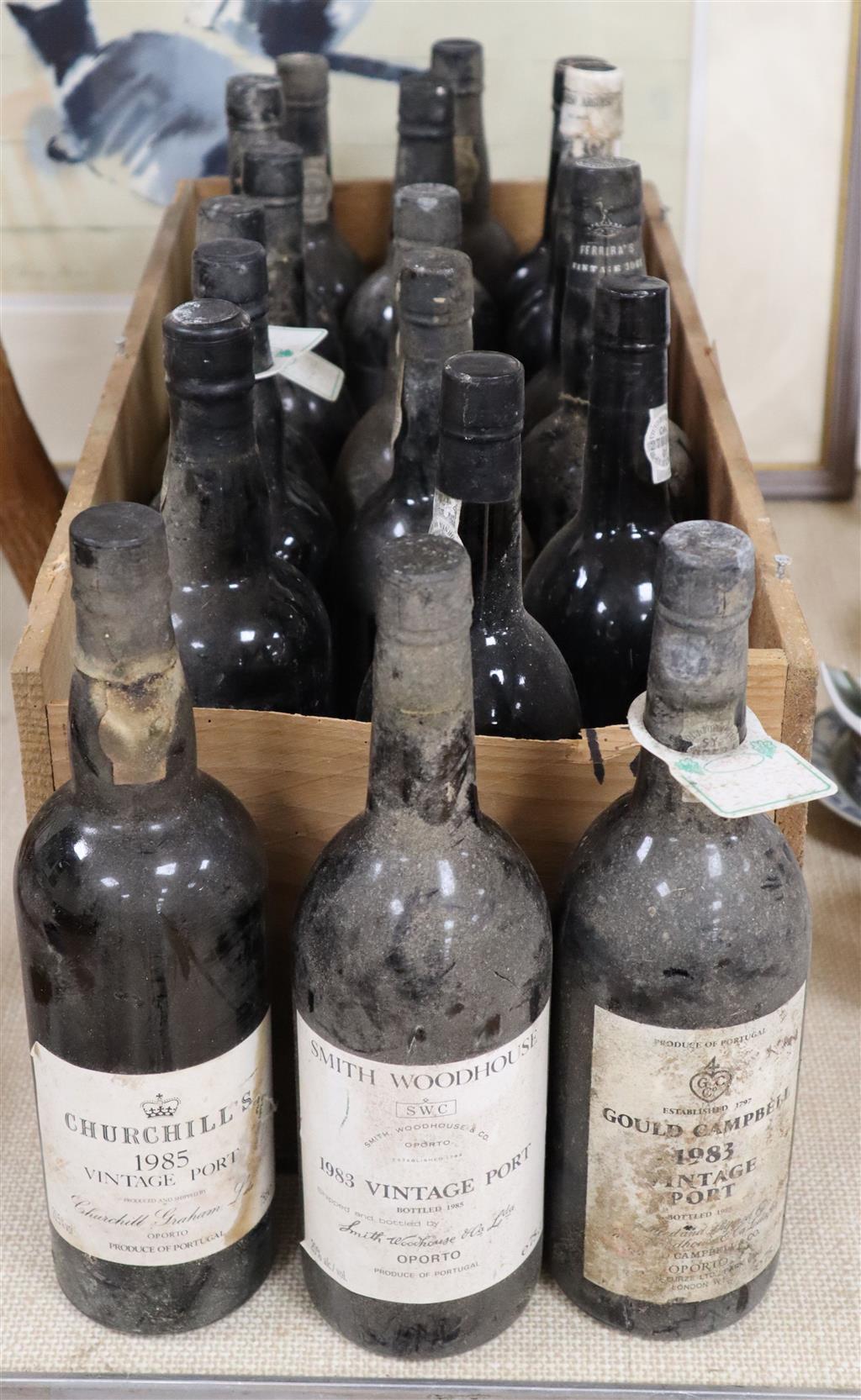 Ten bottles of 1983 / 1985 vintage Port to include Warres and Dows and nine others (majority unlabelled)